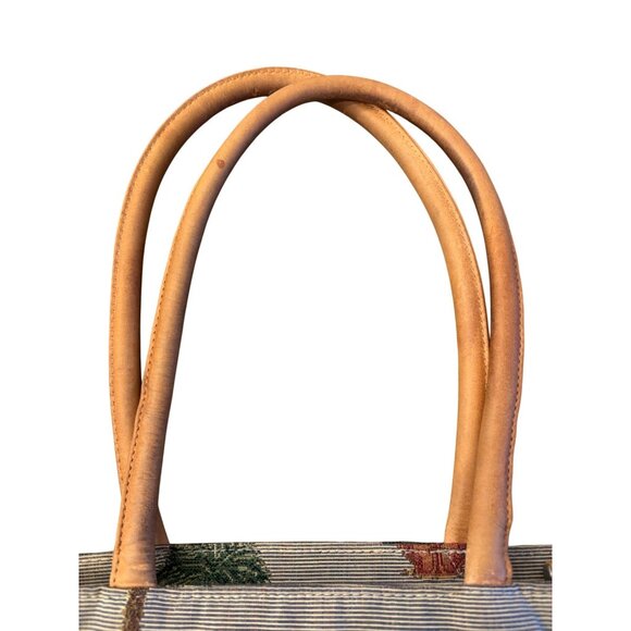 Tommy Bahama Tropical Print Tapestry Tote Handbag Small Shoulder Bag Leather Han - Picture 6 of 11